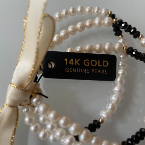 Set of 3 14kt Gold Black Spinel And Pearl Bracelets fromGEORG K - Picture 4 of 7